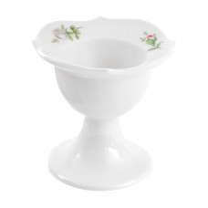Eierbecher, Rosenmalerei, Weiße Rose, vielblättrig, purpur Kern, bunt, weißer Rand, H 7 cm