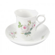 Kaffeetasse m.U., Rosenmalerei, Weiße Rose, vielblättrig, purpur Kern, bunt, weißer Rand, V 0,18 l