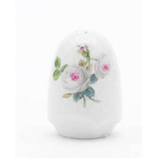 Salzstreuer, Rosenmalerei, Wei&szlig;e Rose, vielbl&auml;ttrig, purpur Kern, bunt, wei&szlig;er Rand, H 7 cm