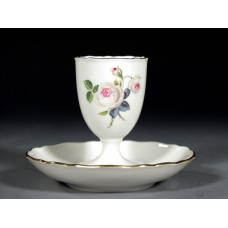 Eierbecher, Weiße Rose mit Purpurkern, Goldrand, H 8,5 cm