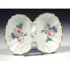 Salzgef&auml;&szlig;, Wei&szlig;e Rose mit Purpurkern, Goldrand, L 11,5 cm