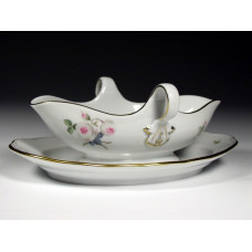 Sauciere, Wei&szlig;e Rose mit Purpurkern, Goldrand, V 0,25 l