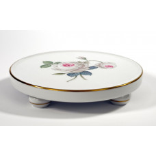 Untersetzer, Weiße Rose mit Purpurkern, Goldrand, 15 cm