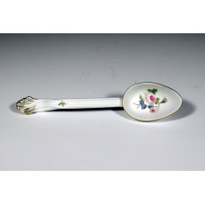 Saucenl&ouml;ffel, Wei&szlig;e Rose mit Purpurkern, Goldrand, L 22 cm