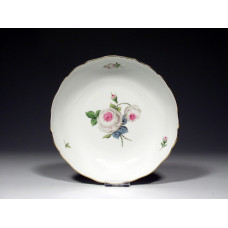 Beilageschale rund, Weiße Rose mit Purpurkern, Goldrand, ø 20,5 cm