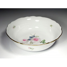 Sch&uuml;ssel, rund, Wei&szlig;e Rose mit Purpurkern, Goldrand, &oslash; 27 cm