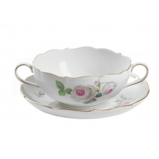 Suppentasse m.U., Weiße Rose mit Purpurkern, Goldrand, V 0,35 l