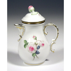 Kanne, Weiße Rose mit Purpurkern, Goldrand, 0,20 l