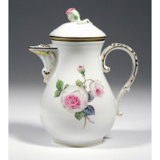 Mokkakanne, Weiße Rose mit Purpurkern, Goldrand, V 0,45 l