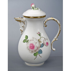 Kaffeekanne, Weiße Rose mit Purpurkern, Goldrand, V 0,85 l