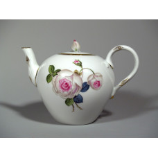 Teekanne, Weiße Rose mit Purpurkern, Goldrand, V 0,35 l