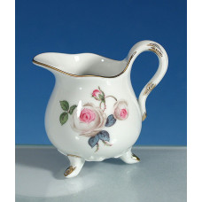 Milchkännchen mit Füßen, Weiße Rose mit Purpurkern, Goldrand, 0,04 l