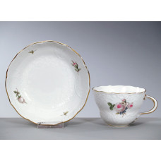 Kaffeetasse m.U., Weiße Rose mit Purpurkern, Goldrand, V 0,15 l