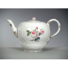 Teekanne, Weiße Rose mit Purpurkern, Goldrand, 1,2 l