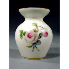 Vase, Weiße Rose mit Purpurkern, Goldrand, H 6 cm