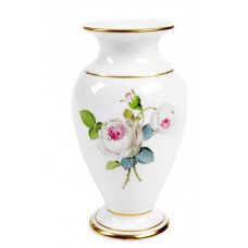 Vase, Weiße Rose mit Purpurkern, Goldrand, H 11 cm