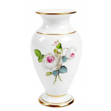 Vase, Weiße Rose mit Purpurkern, Goldrand, H 13 cm