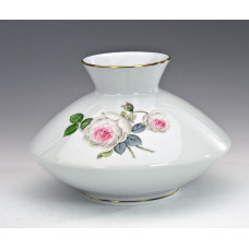 Vase, Weiße Rose mit Purpurkern, Goldrand, H 14 cm