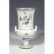 Vase, Weiße Rose mit Purpurkern, Goldrand, H 18,5 cm