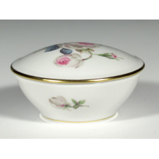 Dose, Weiße Rose mit Purpurkern, Goldrand, 7 cm