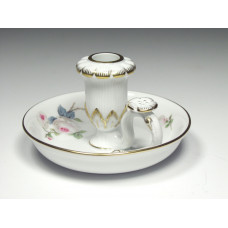 Leuchter, Weiße Rose mit Purpurkern, Goldrand, H 7 cm