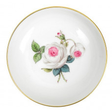 Sch&auml;lchen, Wei&szlig;e Rose mit Purpurkern, Goldrand, &oslash; 8 cm