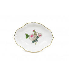 Sch&auml;lchen, Wei&szlig;e Rose mit Purpurkern, Goldrand, L 8 cm