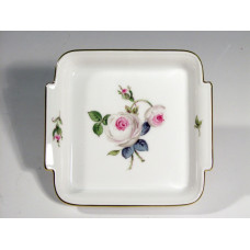 Sch&auml;lchen, Wei&szlig;e Rose mit Purpurkern, Goldrand, 11x10 cm