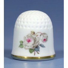 Fingerhut, Weiße Rose mit Purpurkern, Goldrand, 2,5 cm