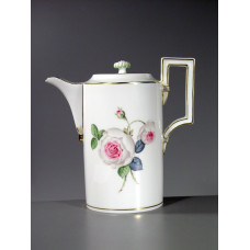 Kaffeekanne, Weiße Rose mit Purpurkern, Goldrand, H 18,5 cm