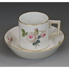 Espressotasse, Weiße Rose mit Purpurkern, Goldrand, H 6,5 cm