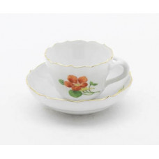 Miniaturtasse Neuer Ausschnitt, Blume 1, leicht, Goldrand, 0,04 l