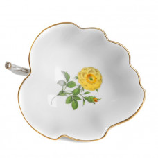 Salzgef&auml;&szlig;, Blume 1 mitte, bunt, Goldrand, L 12 cm