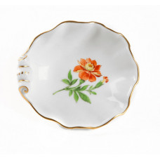 Salzgef&auml;&szlig;, Blume 1 mitte, bunt, Goldrand, L 9,5 cm