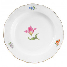 Teller, Blume 1 mitte, bunt, Goldrand, ø 18 cm