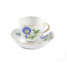 Espressotasse m.U., Blume 1 mitte, bunt, Goldrand, V 0,1 l