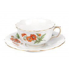 Teetasse m.U., Blume 1 mitte, bunt, Goldrand, V 0,20 l