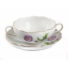 Suppentasse m.U., Blume 1 mitte, bunt, Goldrand, V 0,35 l