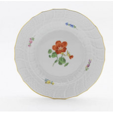 Teller, Blume 1 mitte, bunt, Goldrand, 18,5 cm