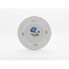 Speiseteller, Blume 1 mitte, bunt, Goldrand, 25,5 cm