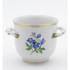 Blumentopf, Blume 1 mitte, bunt, Goldrand, H 11 cm