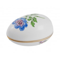 Dose, Blume 1 mitte, bunt, Goldrand, 12x8 cm