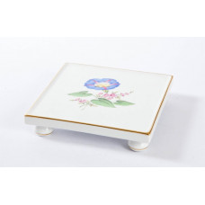 Untersetzer, Blume 2 mitte, bunt, Goldrand, 12 cm