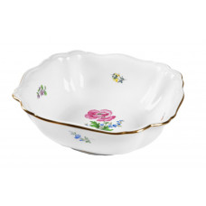 Sch&uuml;ssel, eckig, Blume 2 mitte, bunt, Goldrand, L 26 cm