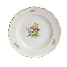 Teller, Blume 2 mitte, bunt, Goldrand, ø 17 cm