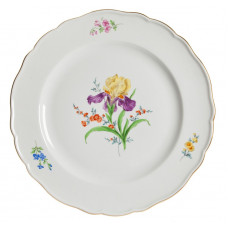 Platzteller, Blume 2 mitte, bunt, Goldrand, &oslash; 32 cm