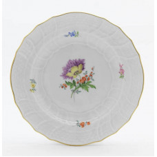 Teller, Blume 2 mitte, bunt, Goldrand, 18,5 cm