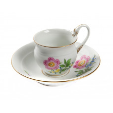 Kaffeetasse m.U., Blume 2 mitte, bunt, Goldrand, 0,13 l