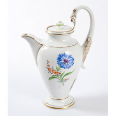 Mokkakanne, Blume 2 mitte, bunt, Goldrand, 0,45 l