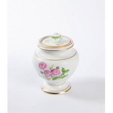 Zuckerdose, Blume 2 mitte, bunt, Goldrand, 9 cm